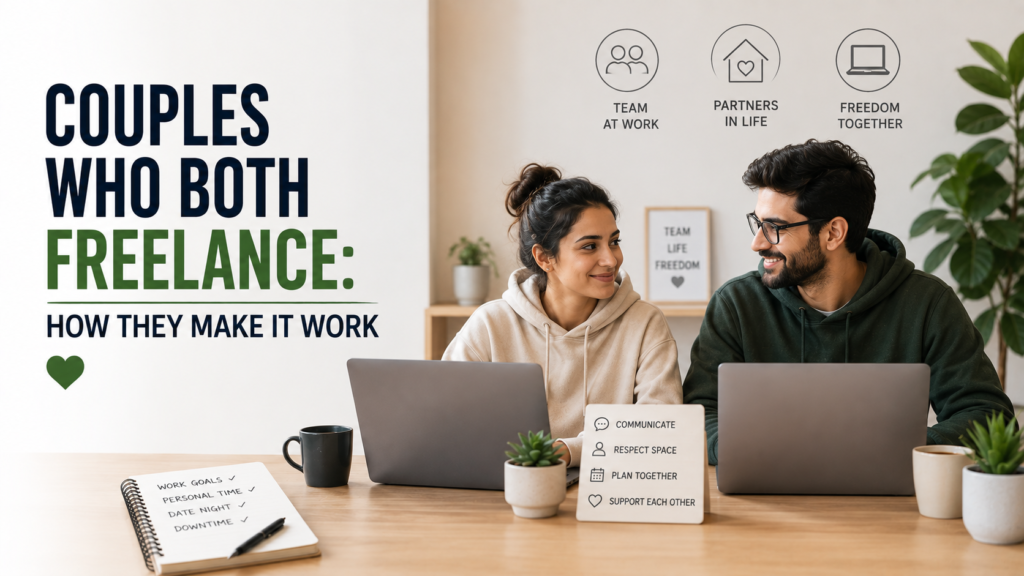 freelancer couple working from separate desks at home