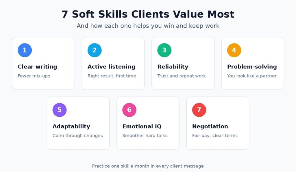Seven soft skills for freelancers and how each one helps win clients